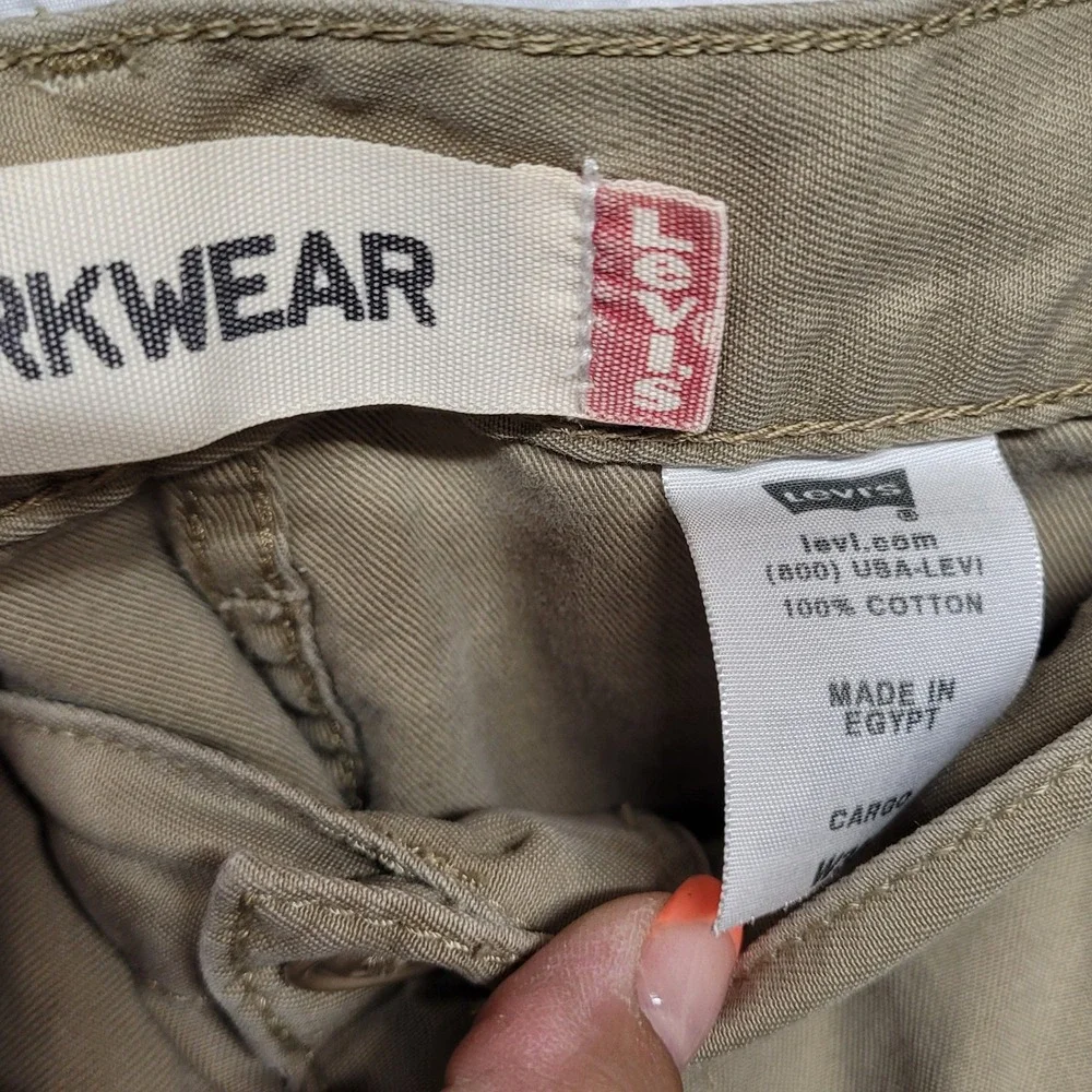 Levis Workwear Mens Cargo Shorts Tan Khaki Cotton Utility‎ W38 100% Cotton